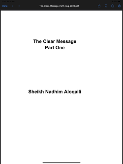 The Clear Message – Part 1  By Sheikh Nadhim Aloqaili